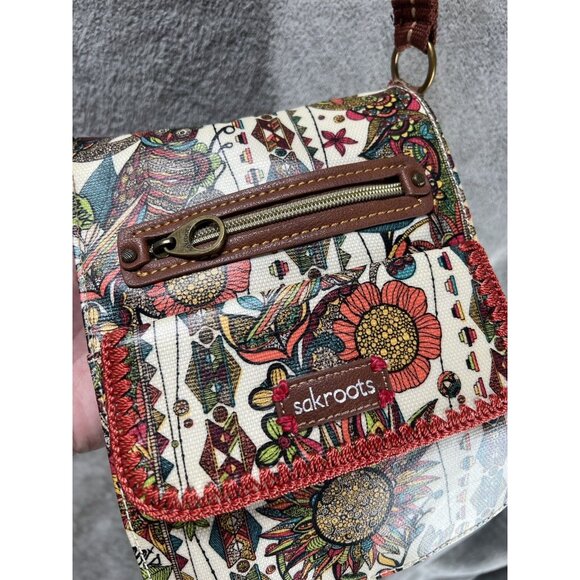 Sakroots Crossbody Bag Floral Design Zipper Compartments Adjustable Strap Boho - Picture 5 of 6